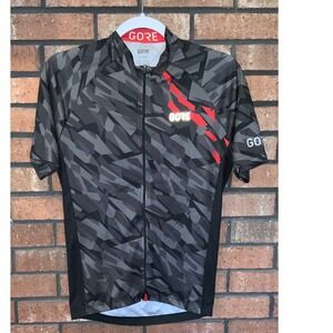 GORE Wear Mens Grey Geometric Camo Full Zip Cycling Jersey Size Medium